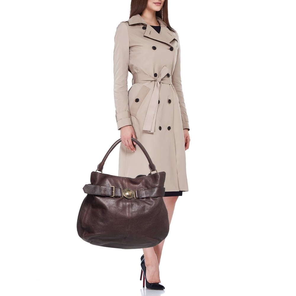 BURBERRY Lambeth Hobo Leather Bag, Brown, Authentic, Excellent Condition